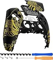 eXtremeRate Touchpad Front Shell Compatible with ps5 Controller BDM-010 020 030 040 050, The Great Golden Wave Off Kanagawa - Black Replacement Shell Touch Pad Cover Compatible with ps5 Controller