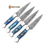 HANDMADE DAMASCUS STEEL CHEF SET KNIFE, 4 KITCHEN KNIVES WOOD HANDLE.