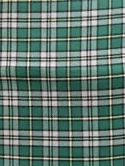 Vintage Plaid Wool Blend Fabric Green White 2 yards x 62"