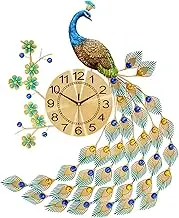 Leefasy Peacock Wall Clock Metal Dial Decorative Wall Hanging Clocks for Office Shop