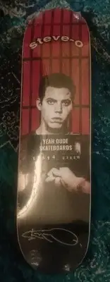 Steve O Signed Skateboard Deck Mugshot 8.25