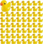 200 Pieces Mini Resin Slime Charms Duck Bead Miniature Duck Figures Ornament Tiny Duck Micro Landscape Garden Aquarium Dollhouse Decoration for Christmas Accessories DIY Pendent Craft (Yellow)