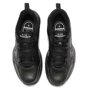 Nike 休閒鞋 Air Monarch IV 黑 全黑 老爹鞋 皮革 厚底 復古 男鞋 415445-001