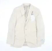 Marks and Spencer Men's Beige Blazer 38R - Classic Linen Blend