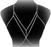 [Courmoek] Boho Bra Body Chain Necklace Sexy Tassel Harness Chest Chain Mesh Coin Pendant Body Chain Bikini Waist Chain Jewelry for Women