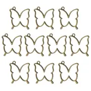 20Pcs Butterfly Shaped Alloy Open Back Bezel Pendants Resin Frame, Bronze