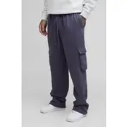 Mens Slate Grey Tall Oversized Cargo Joggers