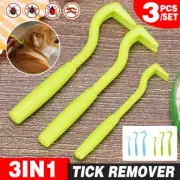 3PCS Tick Removal Tool Pet Dog Cat Flea Picker Twist Hook Scratching Remover AU