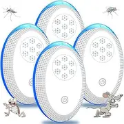 Ultrasonic Pest Repeller, 4 Packs Mouse Traps Electronic Insect Repellent Indoor Effective Repellent for Mice, Spiders, Mosquitoes, Mice, Cockroaches, Bedbugs, Fleas