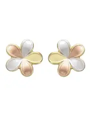 [Amor] Flower Earrings in Tricolour Gold