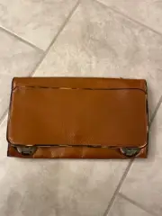 DRIES VAN NOTEN Clutch Brown Patent Leather with Horn Clasp $1095