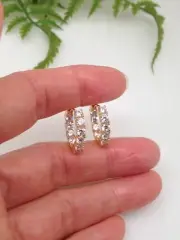 925 Sterling Silver Cz Inside Out Hoop Earrings Womens 17.5mm/11mm x2.9mm Gold