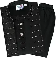 [superminis] Baby Boys Cotton Kurta and White Pyjama Set with Sequins Jacket