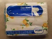 NOS Vintage DAN RIVER Full Double FLAT Sheet Yellow Roses / White 50/50 No-Iron
