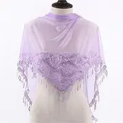[Generic] Solid Color Lace Tassel Triangle Scarf Embroidery Women Headscarf Female Spring Summer Shawls(10)