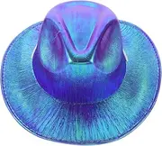 [FRCOLOR] Iridescent Cowgirl Hat for Women and Men Sparkly Western Cowboy Hat with Wide Brim for Carnival Parties Bachelorette Events and