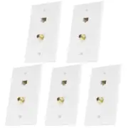 5x Cat5E RJ45 Ethernet & F Type Coax Cable Coupler Wall Plate Gold Plated White