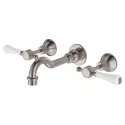 Lillian Lever Wall Set, Brushed Nickel &amp; Ceramic