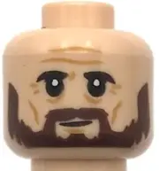 Lego New Light Nougat Minifigure Head Dual Sided Black Eyebrows Beard Crows Feet