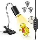 Reptile Heat Lamp, Timing Turtle Light UVB/UVA Basking Spot Lamp with Clip, Turt