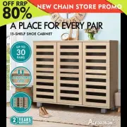 ALFORDSON Shoe Cabinet Organiser Storage Rack Drawer Shelf 30 pairs Oak