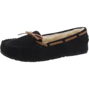 Unionbay Womens Yum Black Faux Fur Lined Boat Shoes 8 Medium (B,M) BHFO 9530