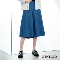 在飛比找momo購物網優惠-【GINKOO 俊克】口袋鈕扣牛仔寬褲