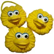 (3) Jim Henson Yellow Big Bird Head Bucket w/Rope Handle 1990s Vintage Sesame St
