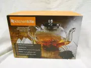 Kitchenkite 1000ml Glass Teapot Infuser with 4 Double Wall Glass Cups NEW!