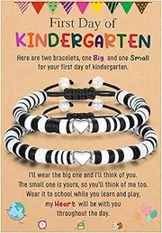 [AryaHozel] First Day of School Bracelet, Back to School Gifts Matching Heart Mommy and Me Bracelets for Mother Daughter Son Girls Boys