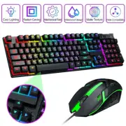 Computer Gaming Keyboard and Mouse Comb LED Light Backlit Multi-Color