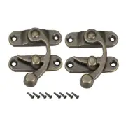 2pcs Vintage Lock Clasp Right Latch Hook Hasp Swing Arm Latch Plated