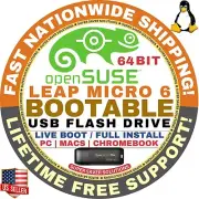 OpenSUSE LEAP MICRO 6 LINUX OS Bootable USB Live Boot, Installer 64-Bit | Mac/PC