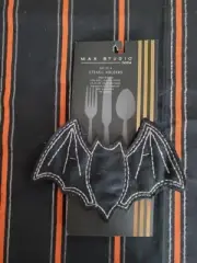MAX STUDIO SET OF 4 UTENSIL HOLDERS HALLOWEEN BLACK BAT WOOL POLYESTER NIP