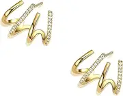 Earring Cuffs And Wraps For Mom Wife Girlfriend，S925 Silver Needle Stud Clip Wrap Zircon Huggie Gold Hoop Circle Around, Aesthetic Trendy Fashion Jewelry Gifts, Small, Sterling Silver Cubic Zirconia Stainless Steel, Cubic Zirconia