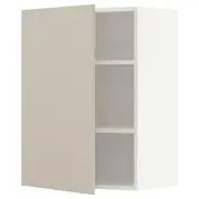 METOD wall cabinet with shelves, white/Havstorp beige, 60x37x80 cm