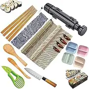 Sushi Making Kit, Bazooka Maker with Bamboo Rolling Mat, Chopsticks, Paddle, Spreader, Knife for Sushi Lovers Beginners