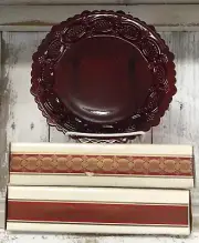 Lot Of 4 Ruby Red Glass AVON 1876 Cape Cod 7.25” Lunch Salad Plates NIB