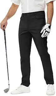 [Rdruko] Men's Stretch Golf Pants Dress Work Casual Travel Slim Fit Slacks Lightweight Flat Front Elastic Waistband 5 Pockets