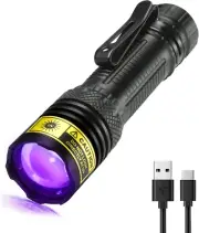 UV Flashlight 395Nm Black Light Mini USB Rechargeable Ultraviolet LED