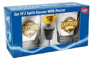 Hawthorn Hawks Official AFL Gift Pack Set 2 Spirit Glasses and Spirit Pourer