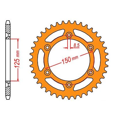 MTX Rear Sprocket 48T Orange for KTM 380 EXC 2001-2002 >520