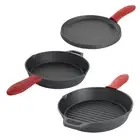 Skillet, Pan, and Griddle Pre-Seasoned Cast Iron Cookware Set, 6 Piece, Black...