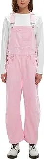 [D-Sun] Women's Striped Bib Overall Barrel Casual Tapered Overall Pants Wide Leg Adjustable Straps Stretch Jumpsuits