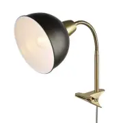 Globe Electric 56057 Zuri 20" Clip-Arm Desk Lamp, Matte Brass, Matte Black Sh...