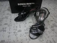 在飛比找Yahoo!奇摩拍賣優惠-日本製 SONIA RYKIEL 亮片飾真皮高跟涼鞋 USA