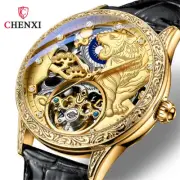 CHENXI Men Watch Gold Automatic Mechanical Wristwatch Tiger Dial Leather Watches