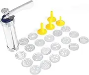 NDNCZDHC Spritz Cookie Press Kit for Baking, 20 Cookie Discs and 4 Nozzles, DIY Biscuit Maker, Decorating Cookies Tool