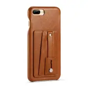 For Iphone 7 Plus / 8 Plus Shockproof Pc + Pu Protective Case With Holder and Card Slots(Brown)