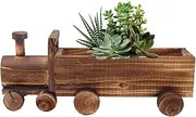 Wooden Planter Box, Train Shape, Good Ventilation, Flower Succulent Pot Container Decoration for Garden Home Office